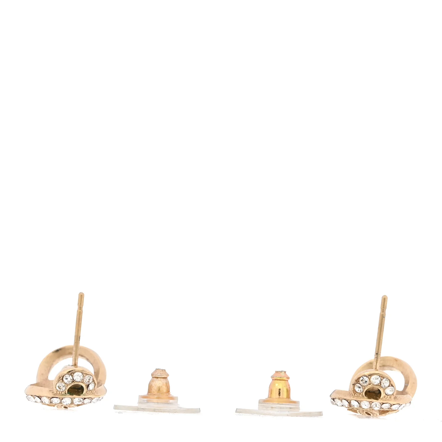 Crystal CC Double Hoop Earrings Gold - Image 3