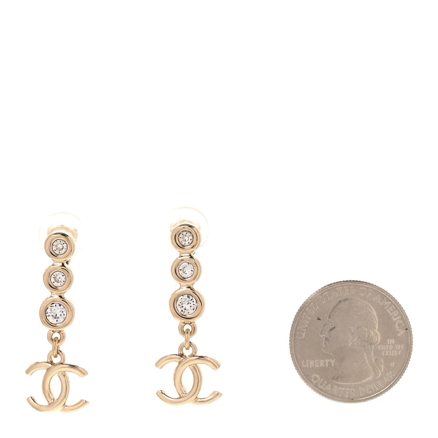Crystal CC Drop Clip On Earrings Gold - Image 2