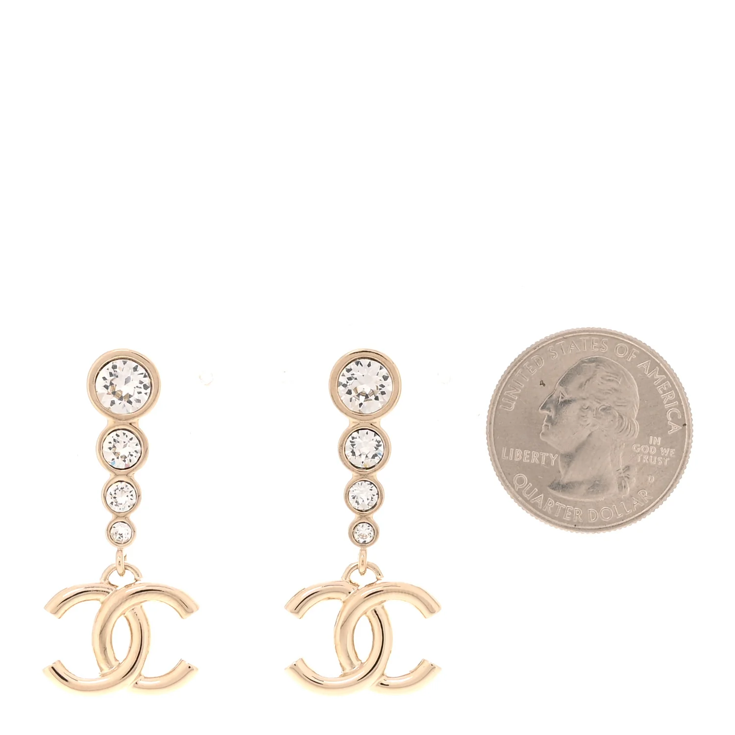 Crystal CC Drop Earrings Gold - Image 2