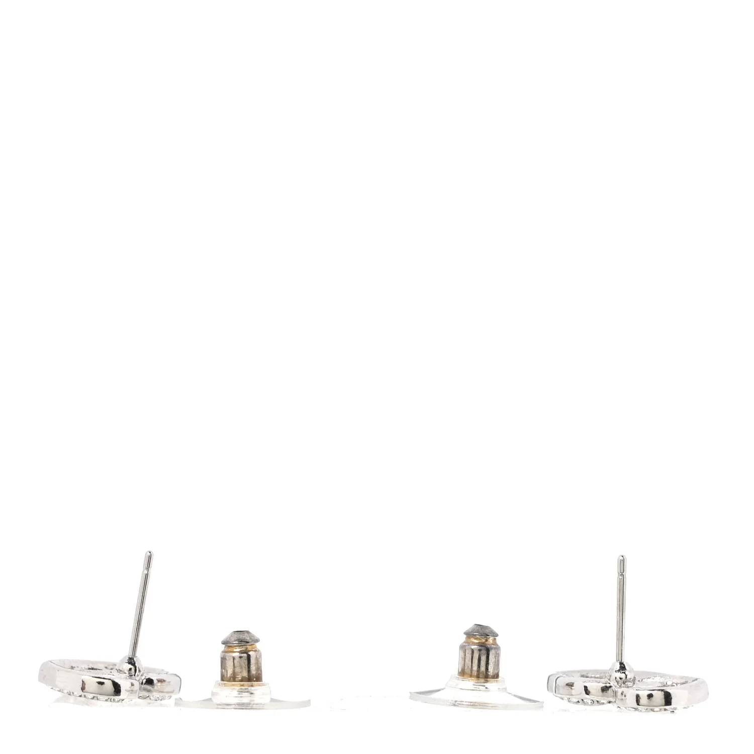 Crystal CC Heart Earrings Silver - Image 3