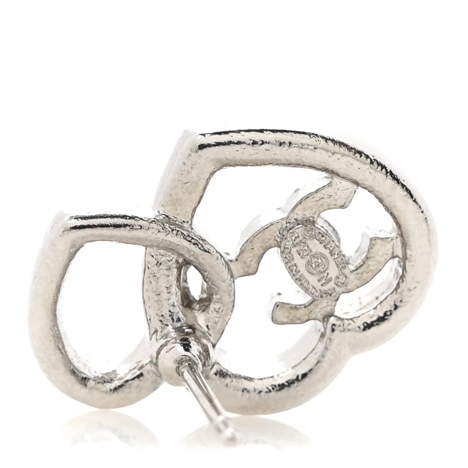 Crystal CC Heart Earrings Silver - Image 4