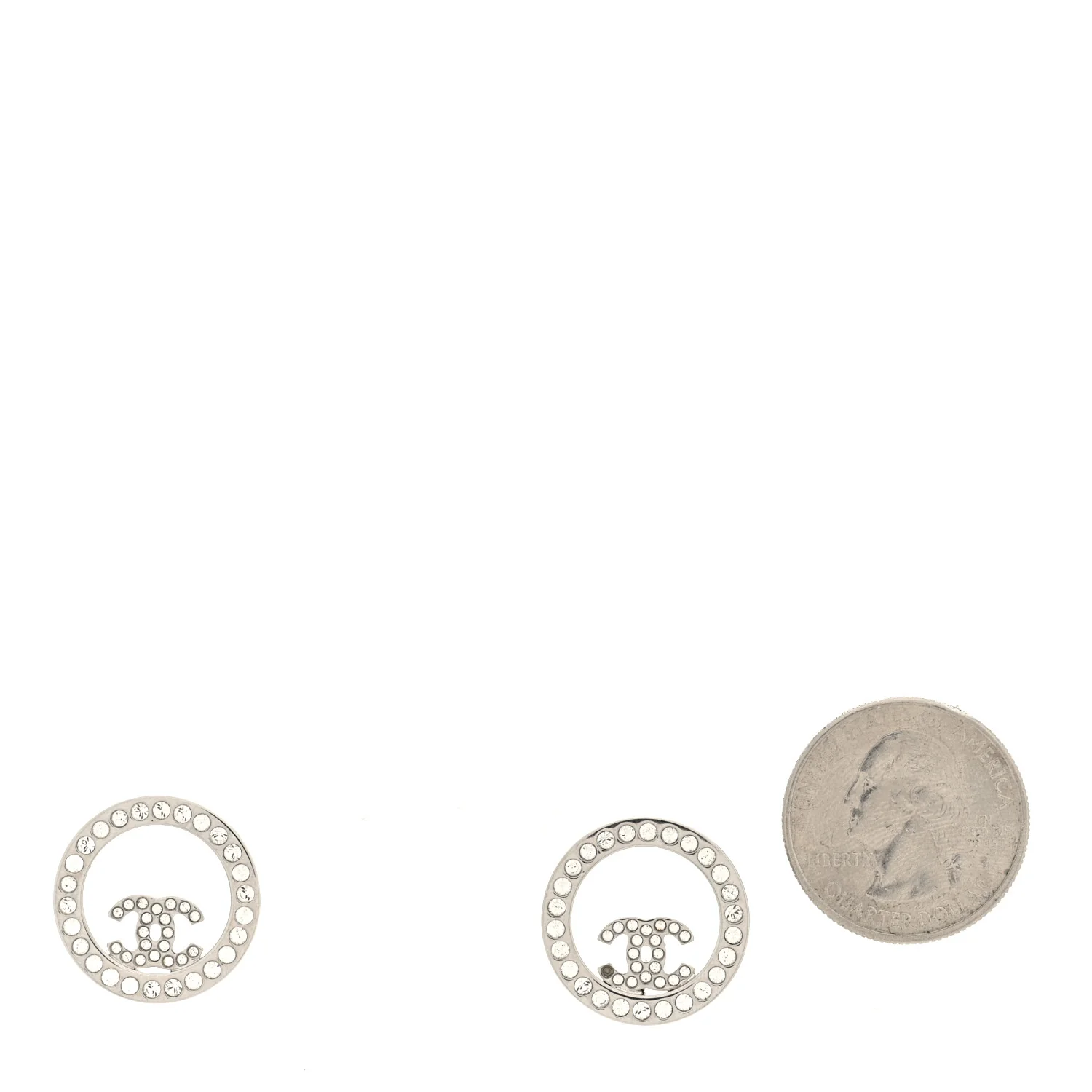 Crystal CC Round Earrings Silver - Image 2