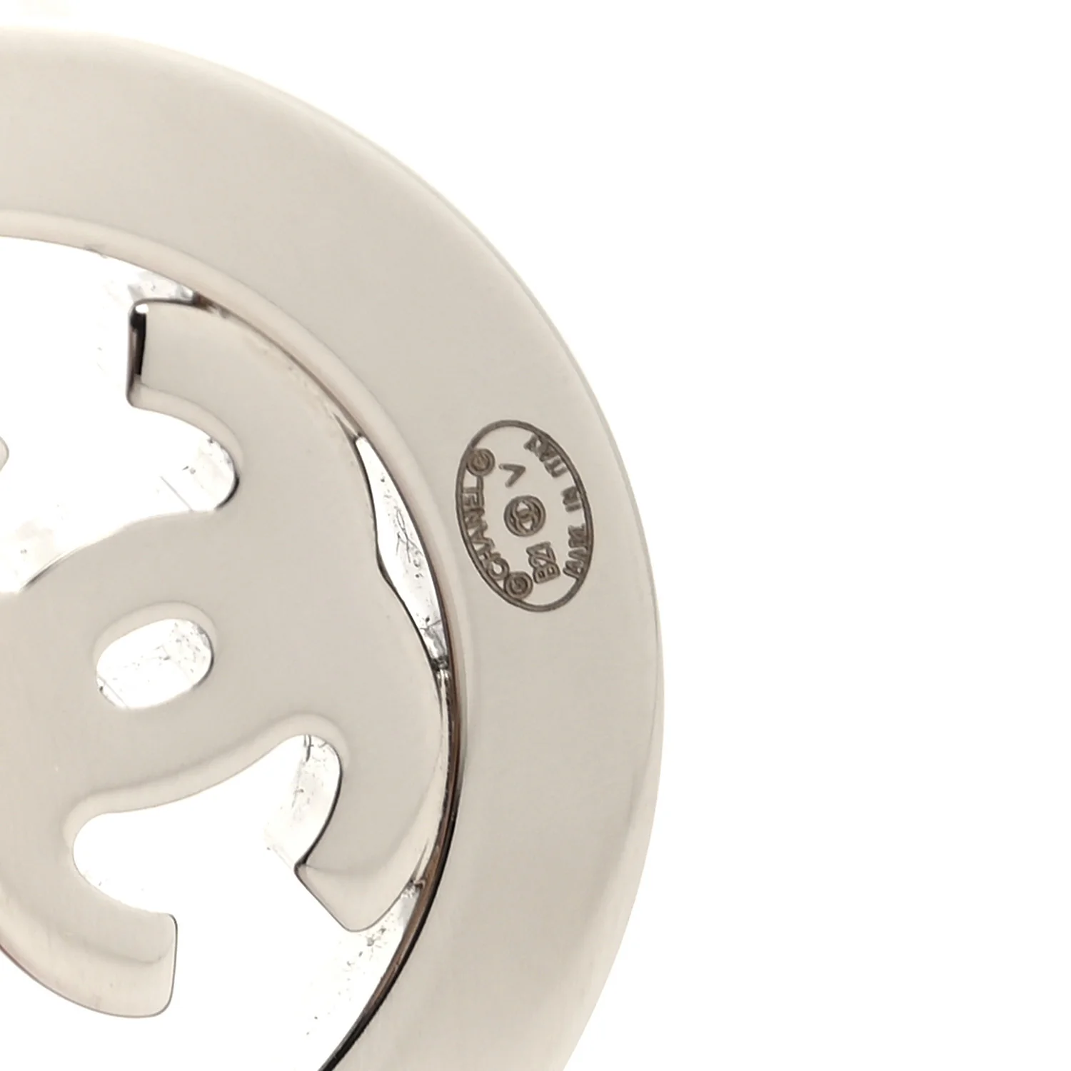 Crystal CC Round Earrings Silver - Image 4