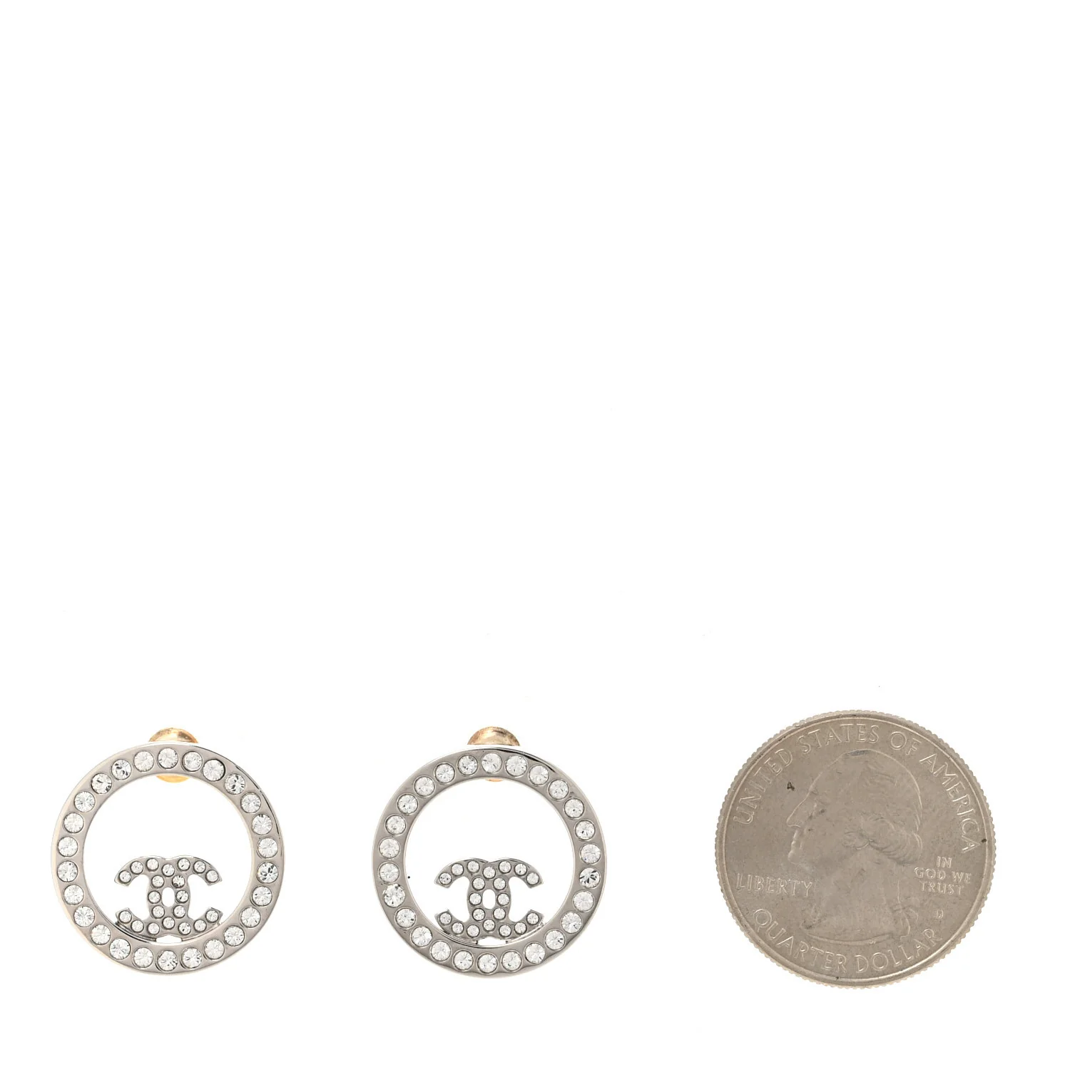 Crystal CC Round Earrings Silver - Image 2