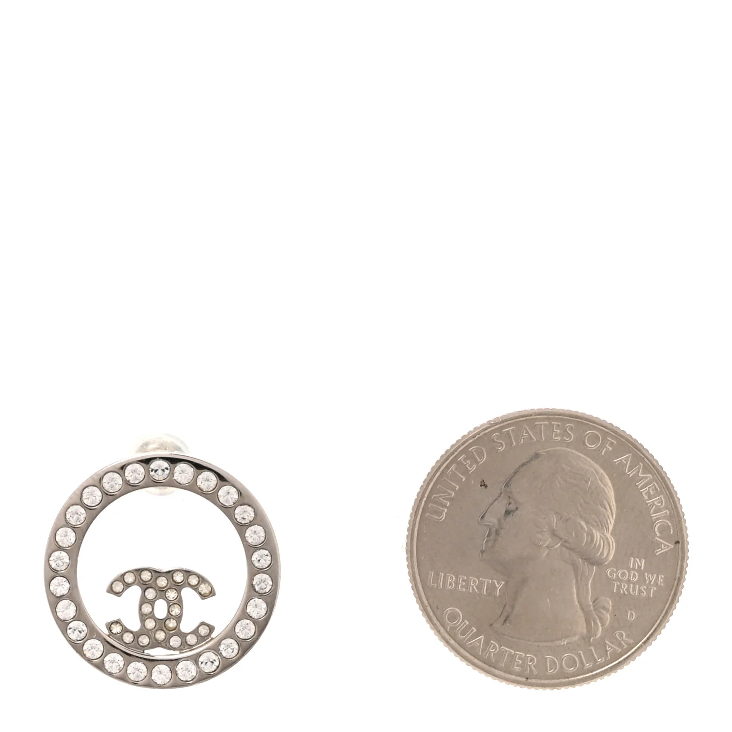 Crystal CC Round Single Earring Silver - Image 2