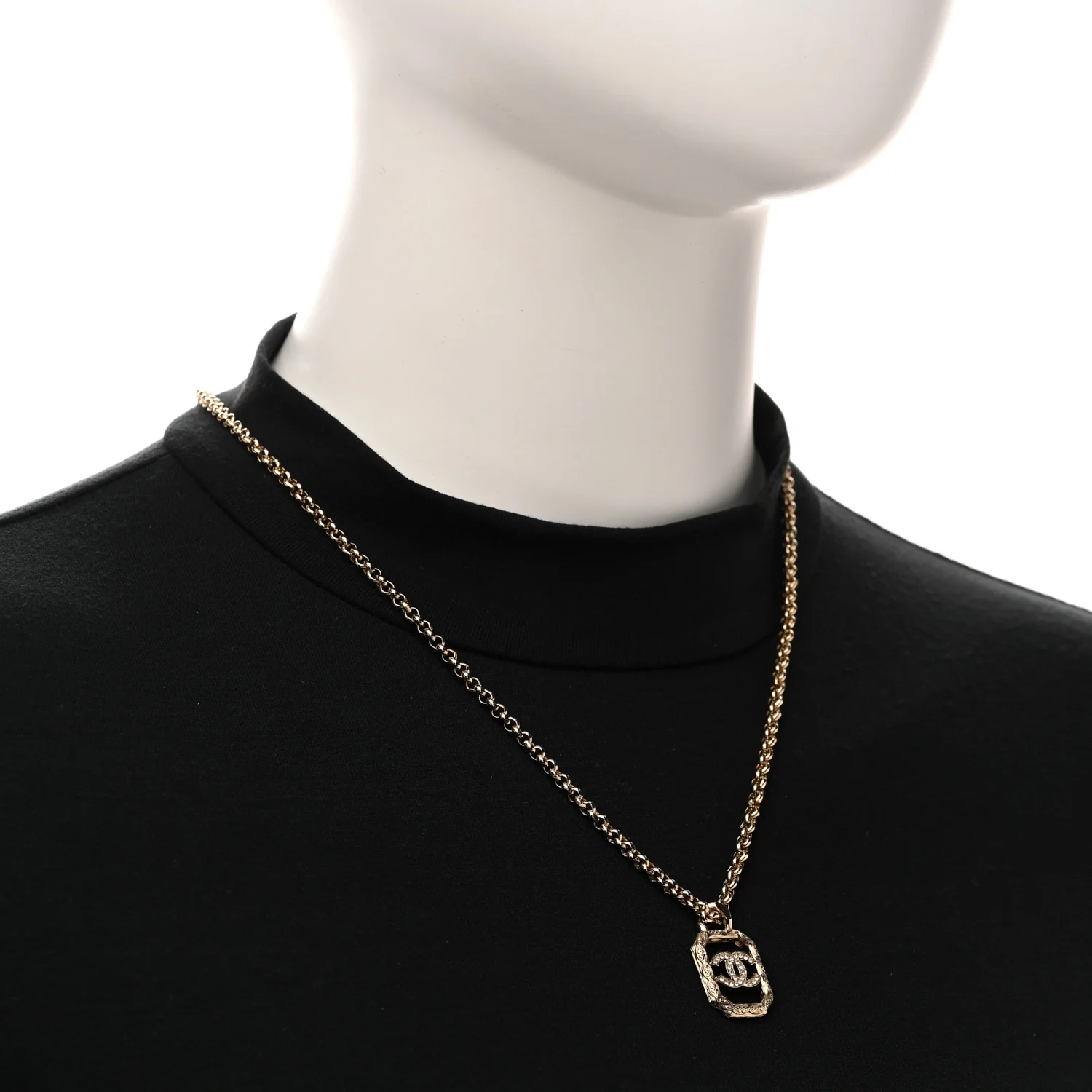Crystal CC Square Pendant Necklace Gold - Image 2