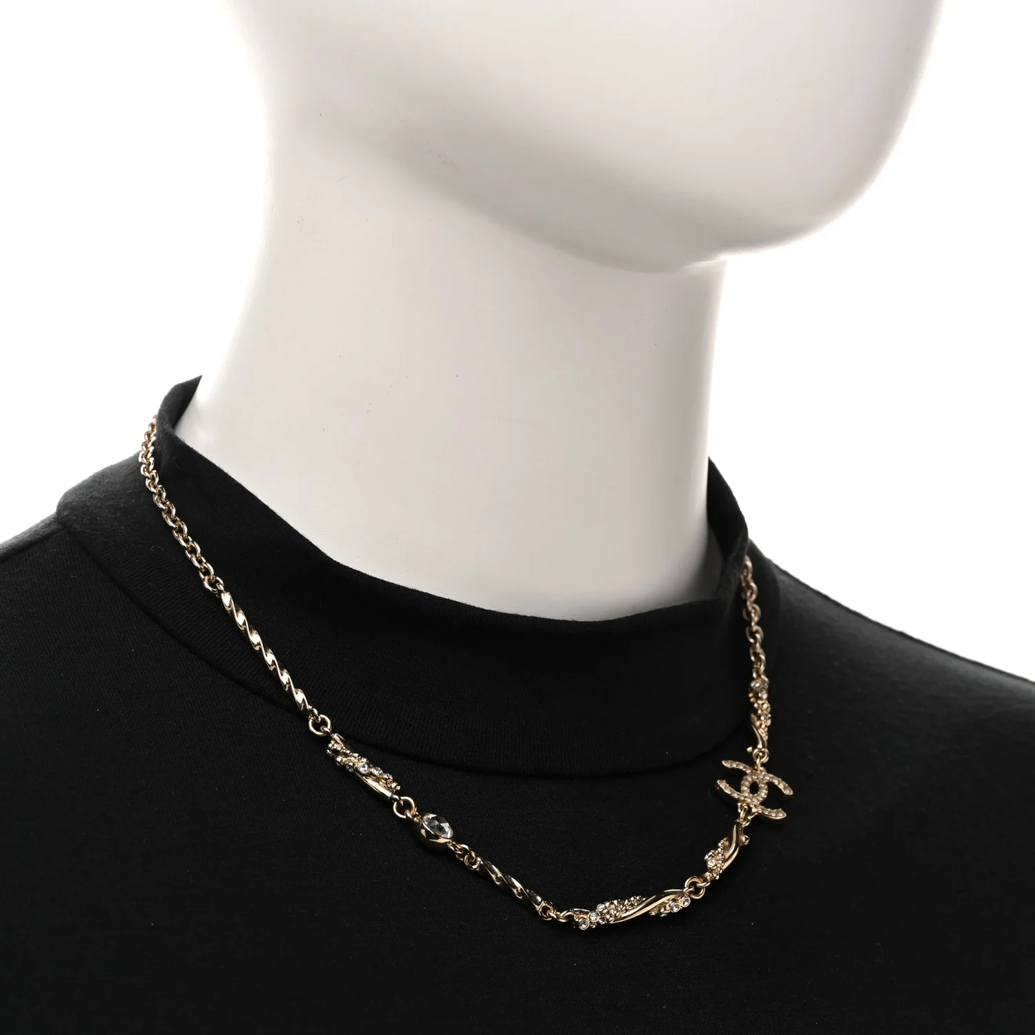 Crystal CC Twist Short Necklace Gold - Image 2