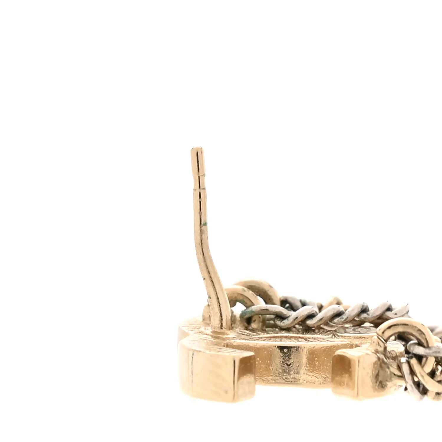Crystal Chain CC Earrings Gold - Image 5