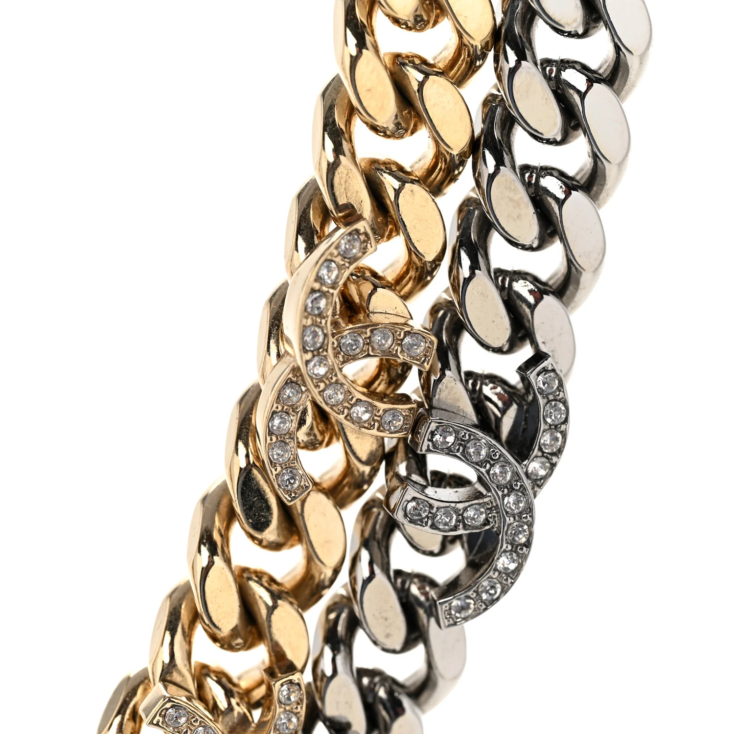 Crystal Chain CC Link Choker Gold Ruthenium - Image 4