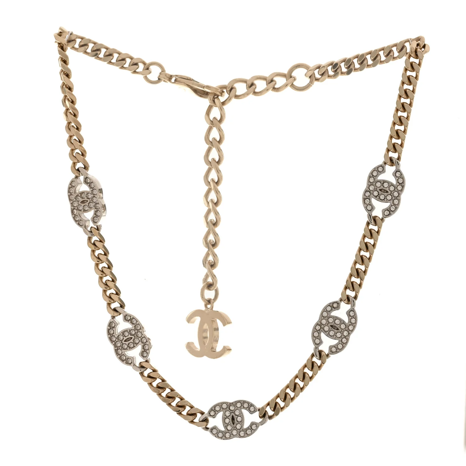 Crystal Chain CC Link Choker Gold Silver - Image 3