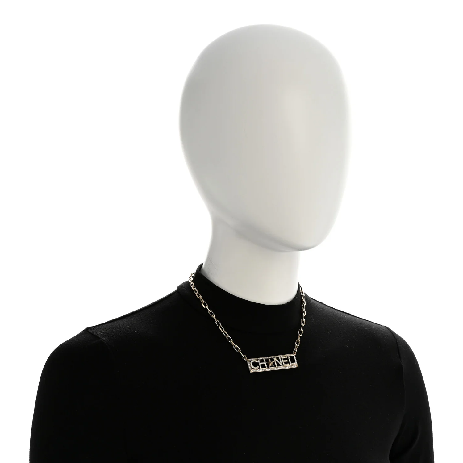 Crystal Chain Short Logo Necklace Gold - Image 2