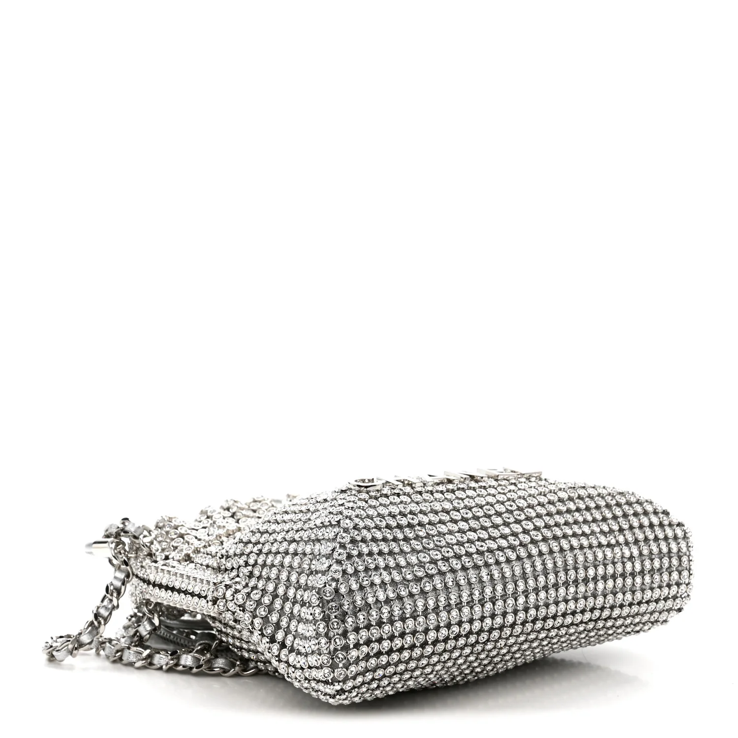 Crystal Embellished Metallic Lambskin Mini Chanel 22 Silver - Image 4