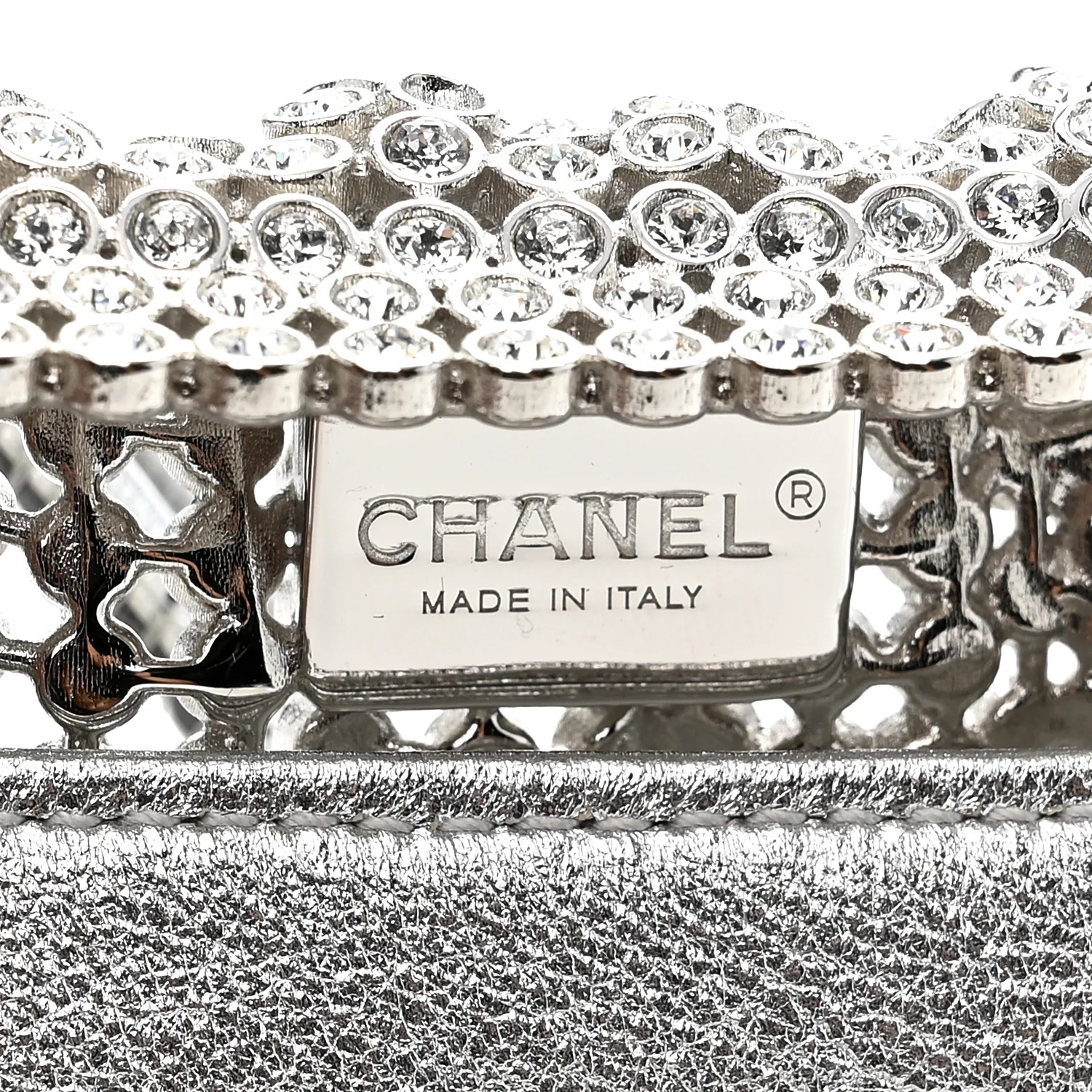 Crystal Embellished Metallic Lambskin Mini Chanel 22 Silver - Image 6