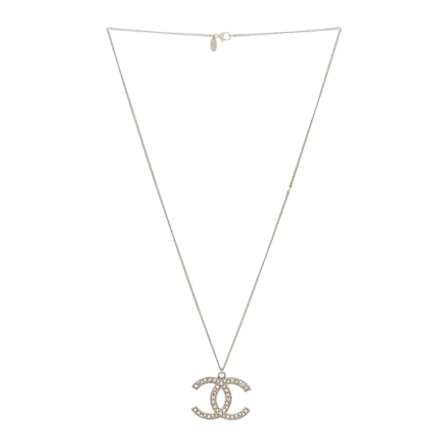 Crystal Large CC Necklace Silver - Image 3