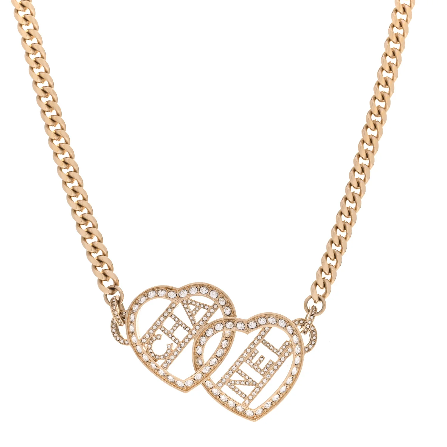Crystal Logo Heart Choker Gold