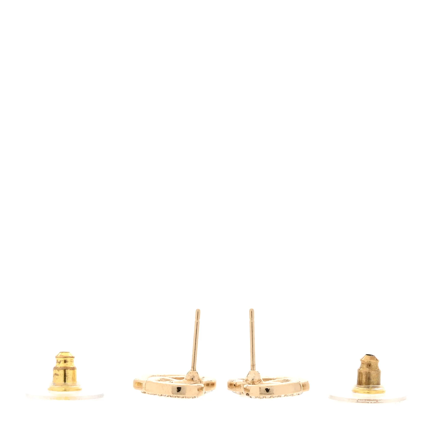 Crystal Metal CC Double Heart Earrings Gold - Image 3