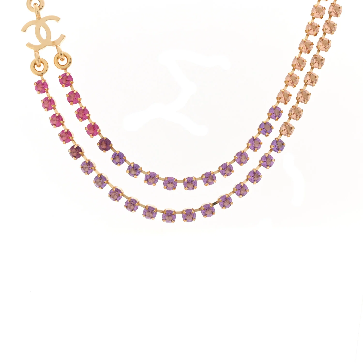 Crystal Multi Strand CC Short Necklace Gold Pink Orange Purple Yellow