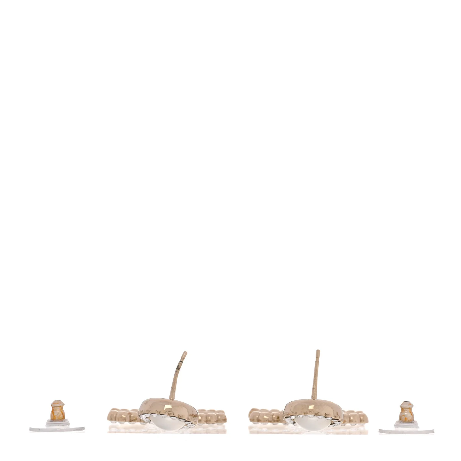Crystal Pearl Bow-tiful CC Drop Earrings Gold - Image 3