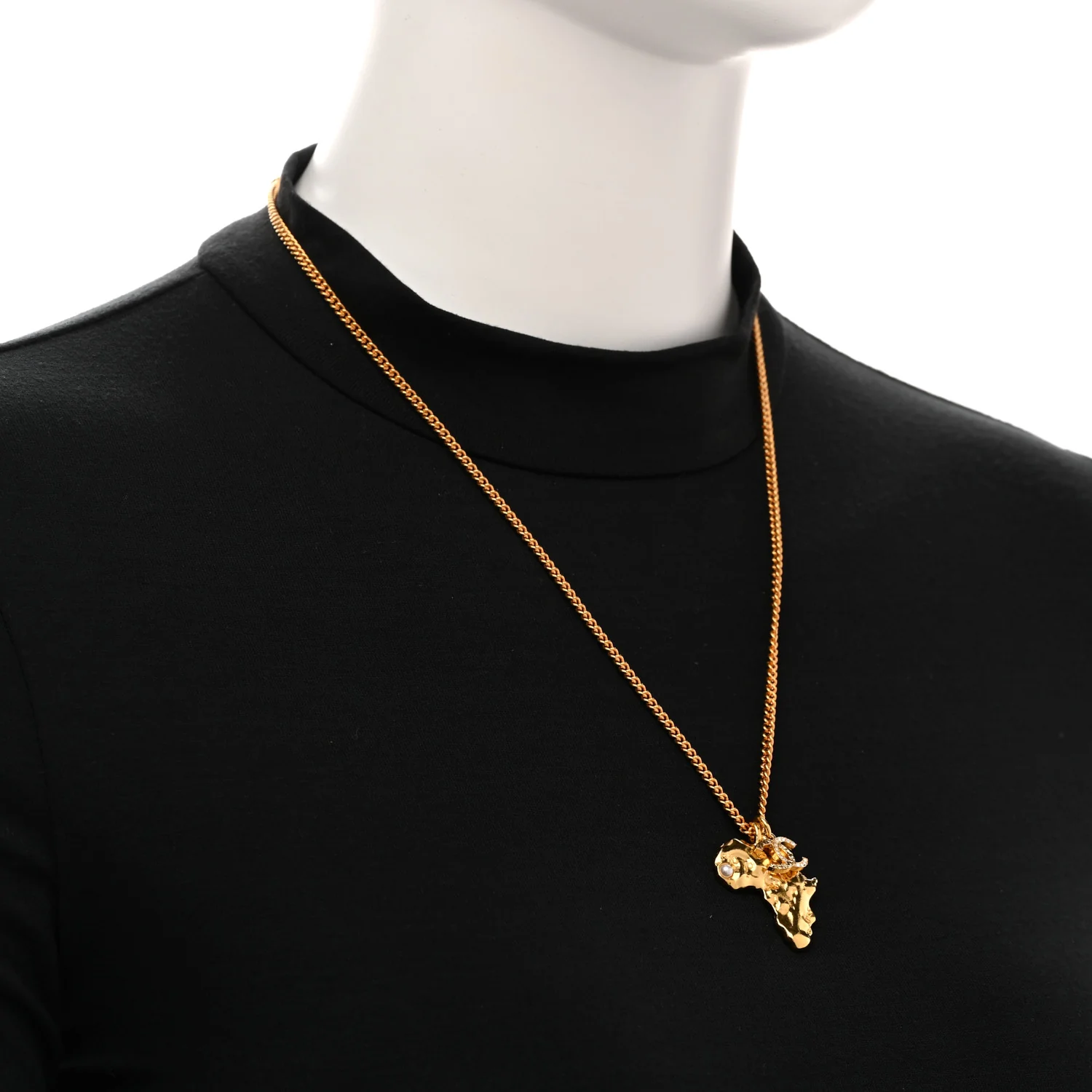 Crystal Pearl CC Africa Pendant Necklace Gold White - Image 2