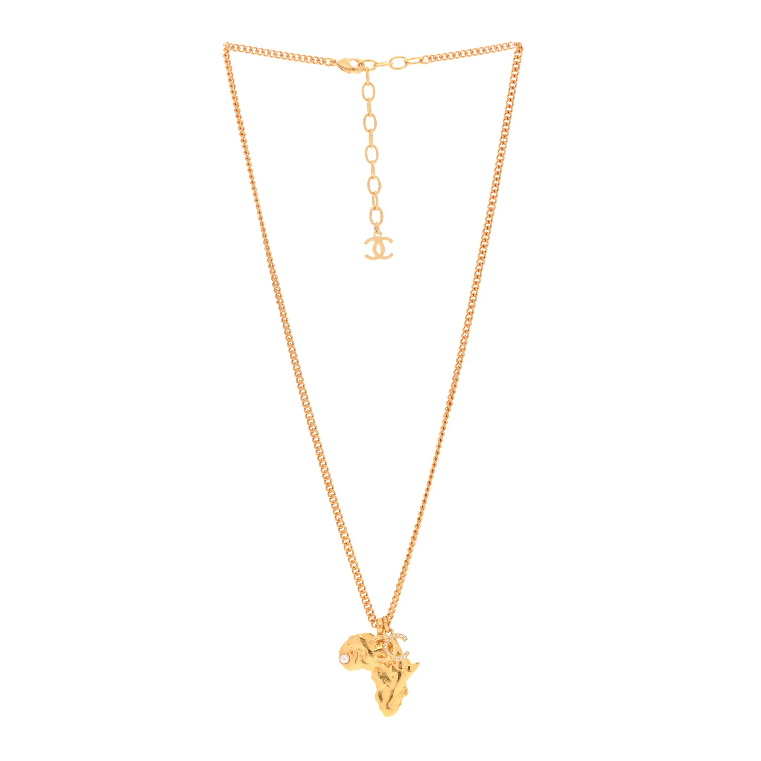Crystal Pearl CC Africa Pendant Necklace Gold White - Image 3