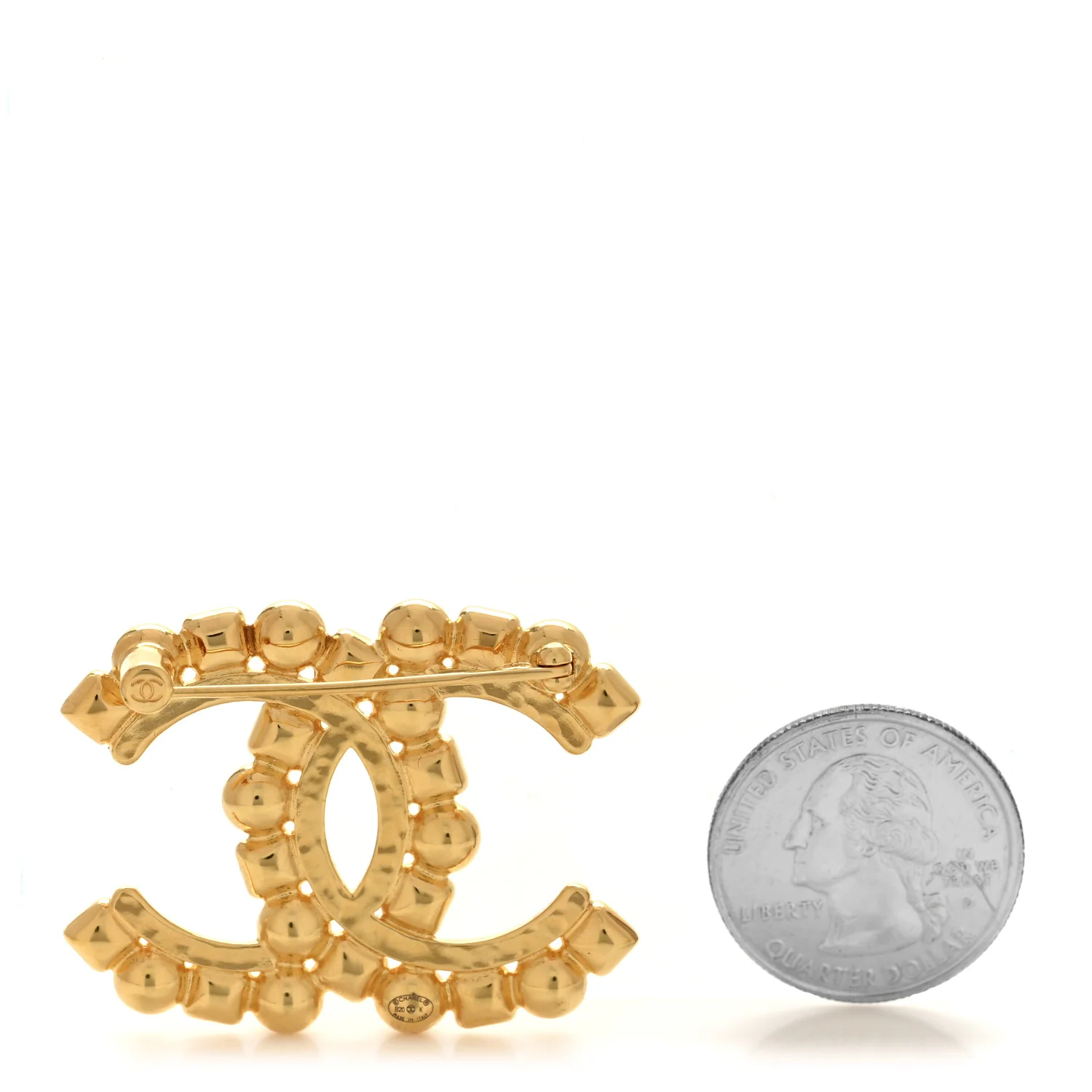 Crystal Pearl CC Brooch Gold - Image 2