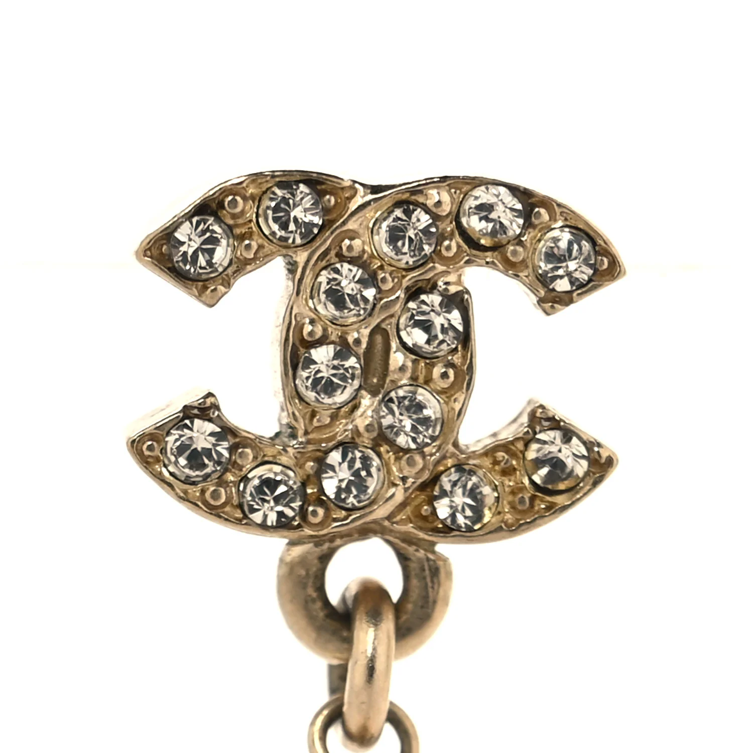 Crystal Pearl CC Drop Earrings Gold - Image 5