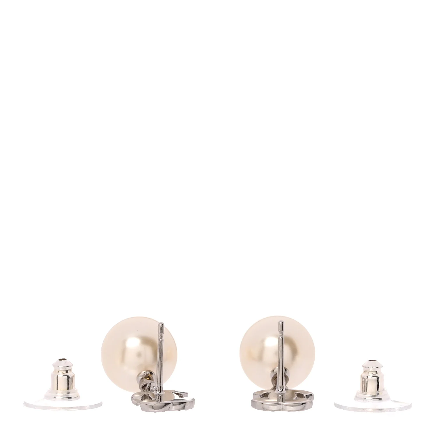 Crystal Pearl CC Drop Earrings Silver - Image 3