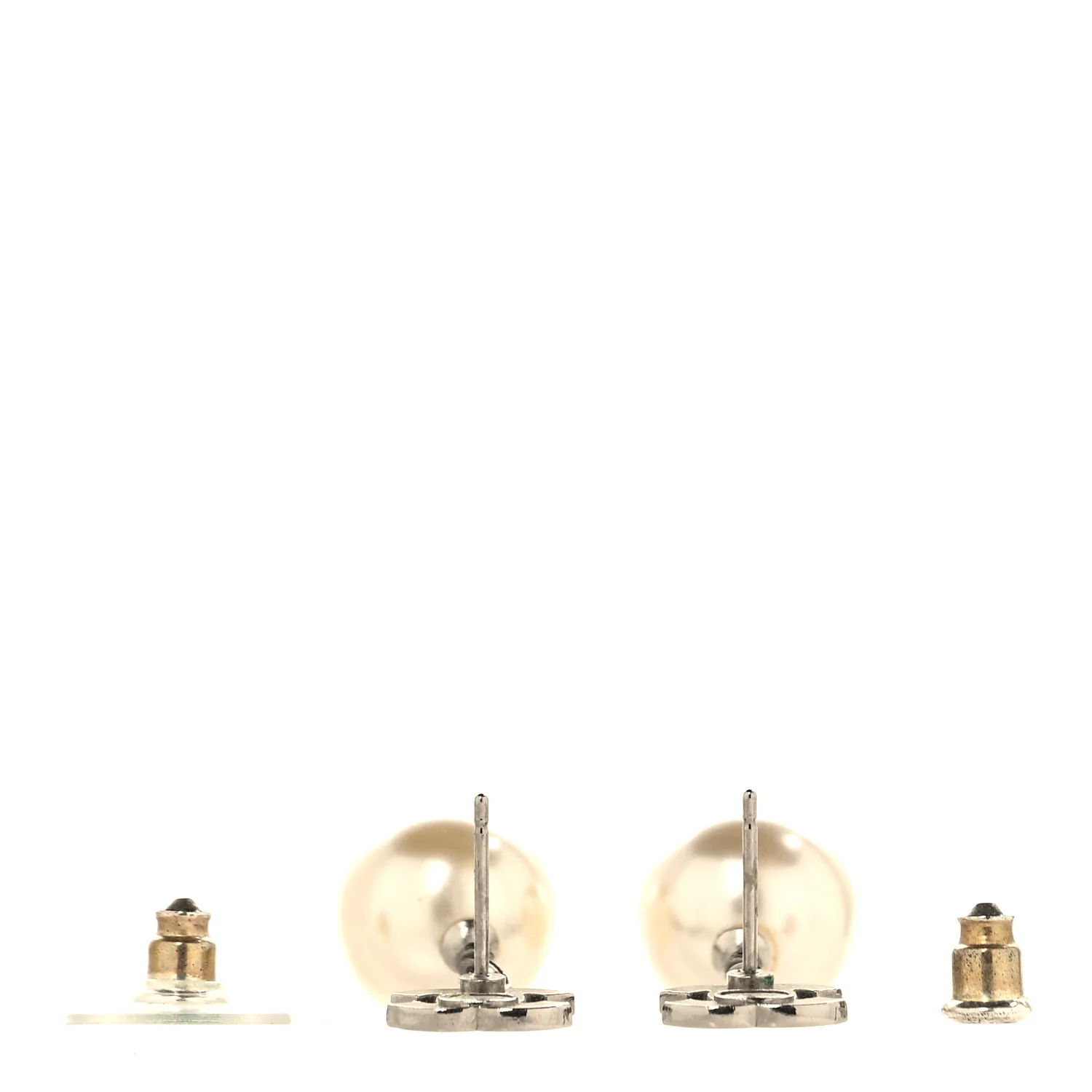 Crystal Pearl CC Drop Earrings Silver Pearly White - Image 3