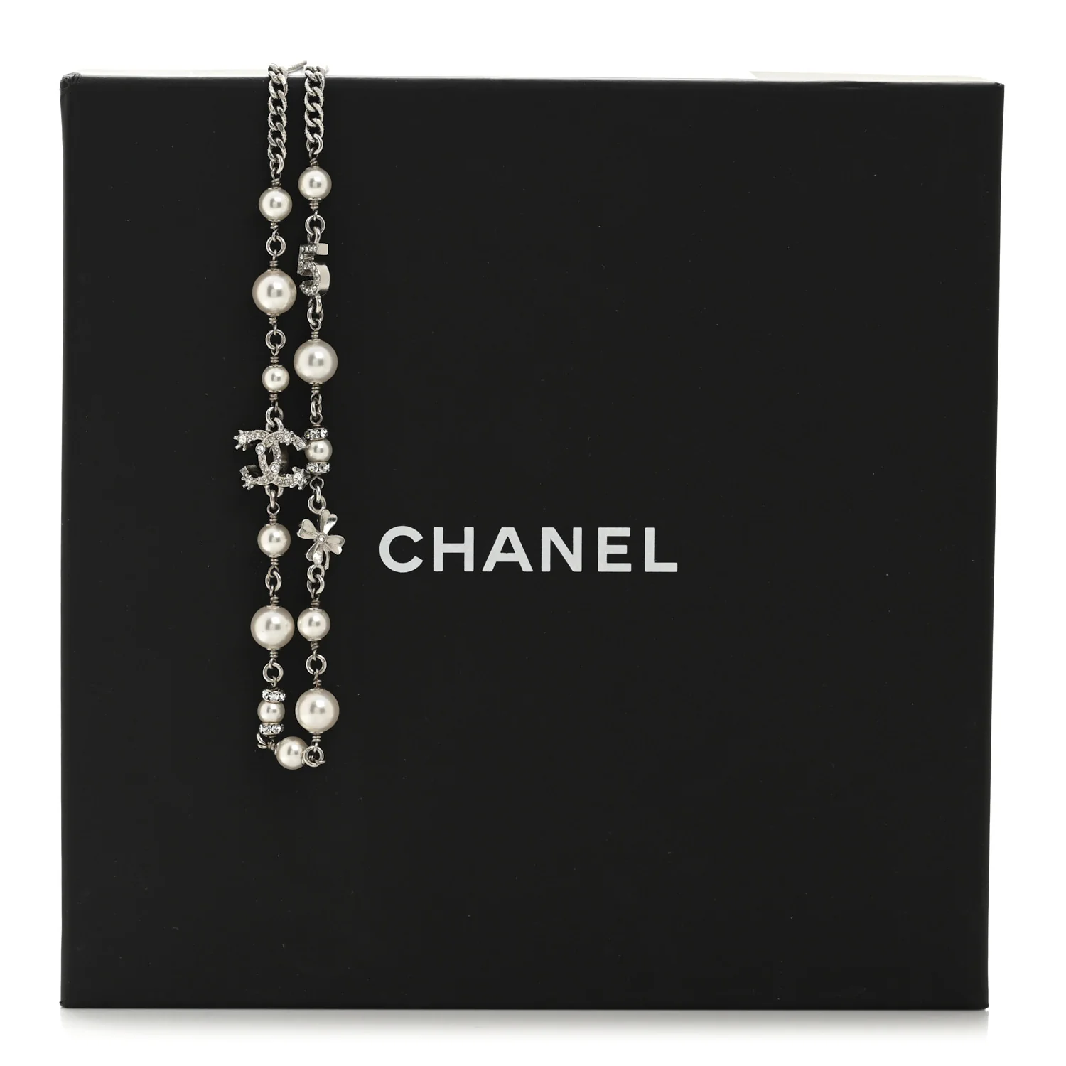Crystal Pearl Star 5 CC Necklace Silver - Image 6