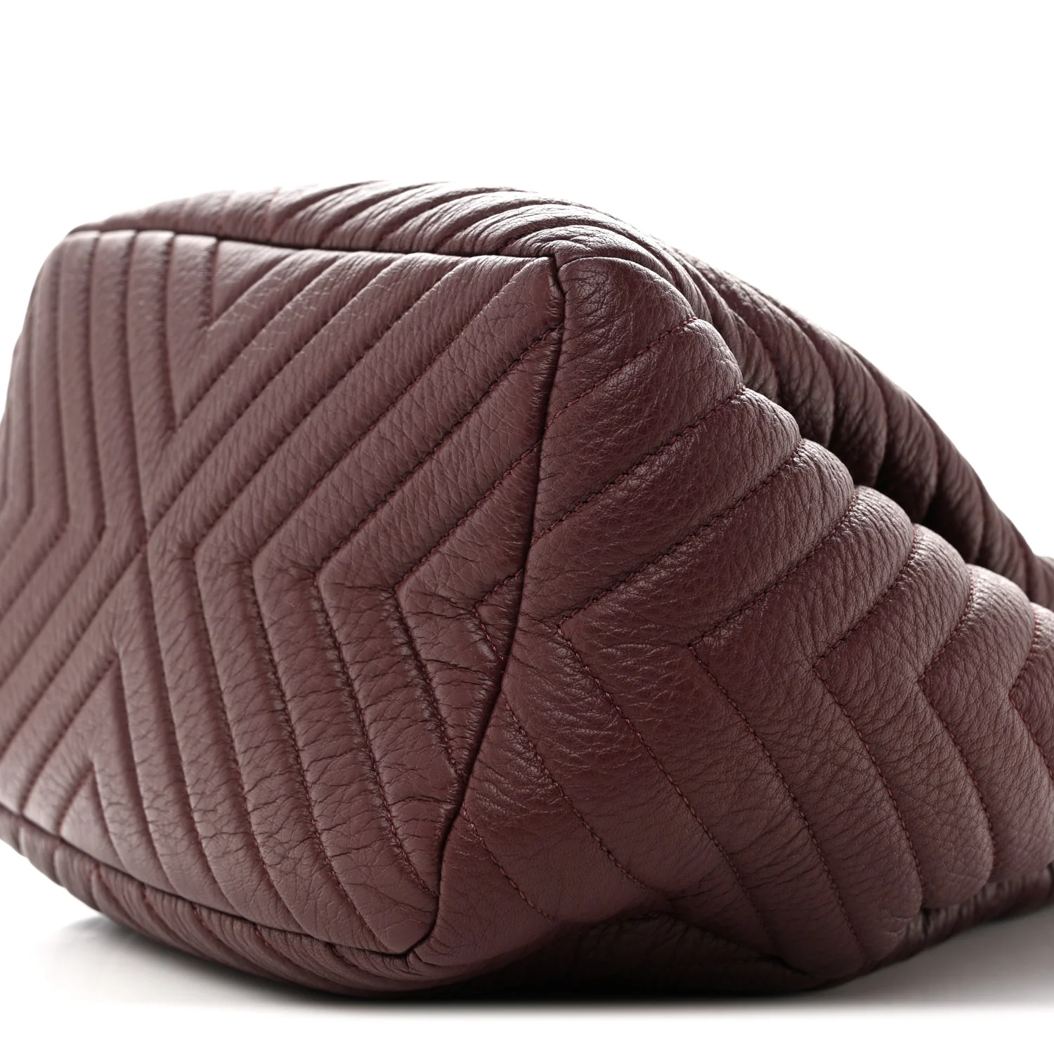 Deerskin Chevron Medium CC Chain Bucket Drawstring Bag Burgundy - Image 10