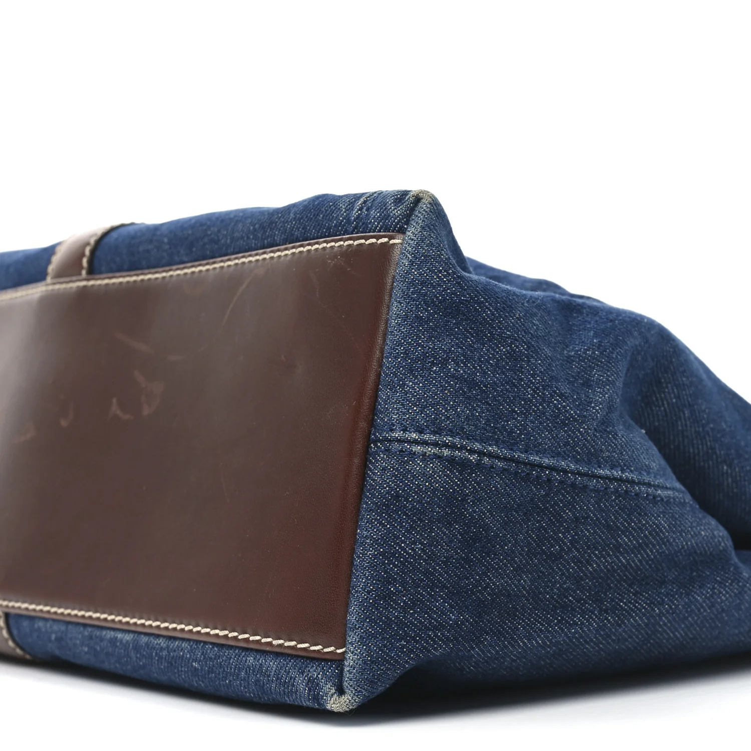 Denim CC Tote Bag Blue Brown - Image 10