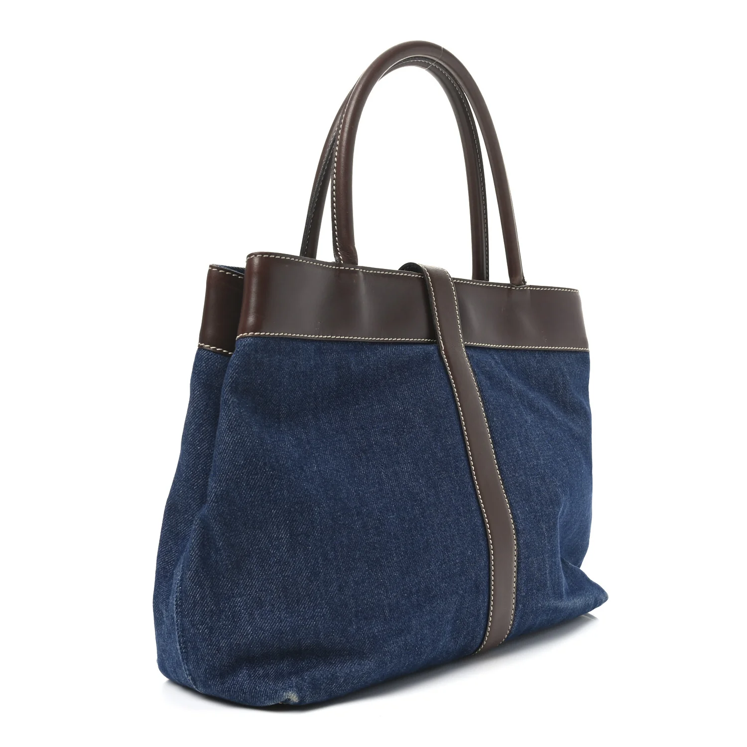 Denim CC Tote Bag Blue Brown - Image 3