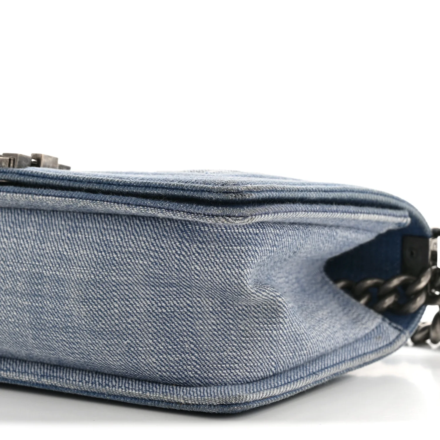 Denim Chevron Quilted Medium Boy Flap Blue - Image 11