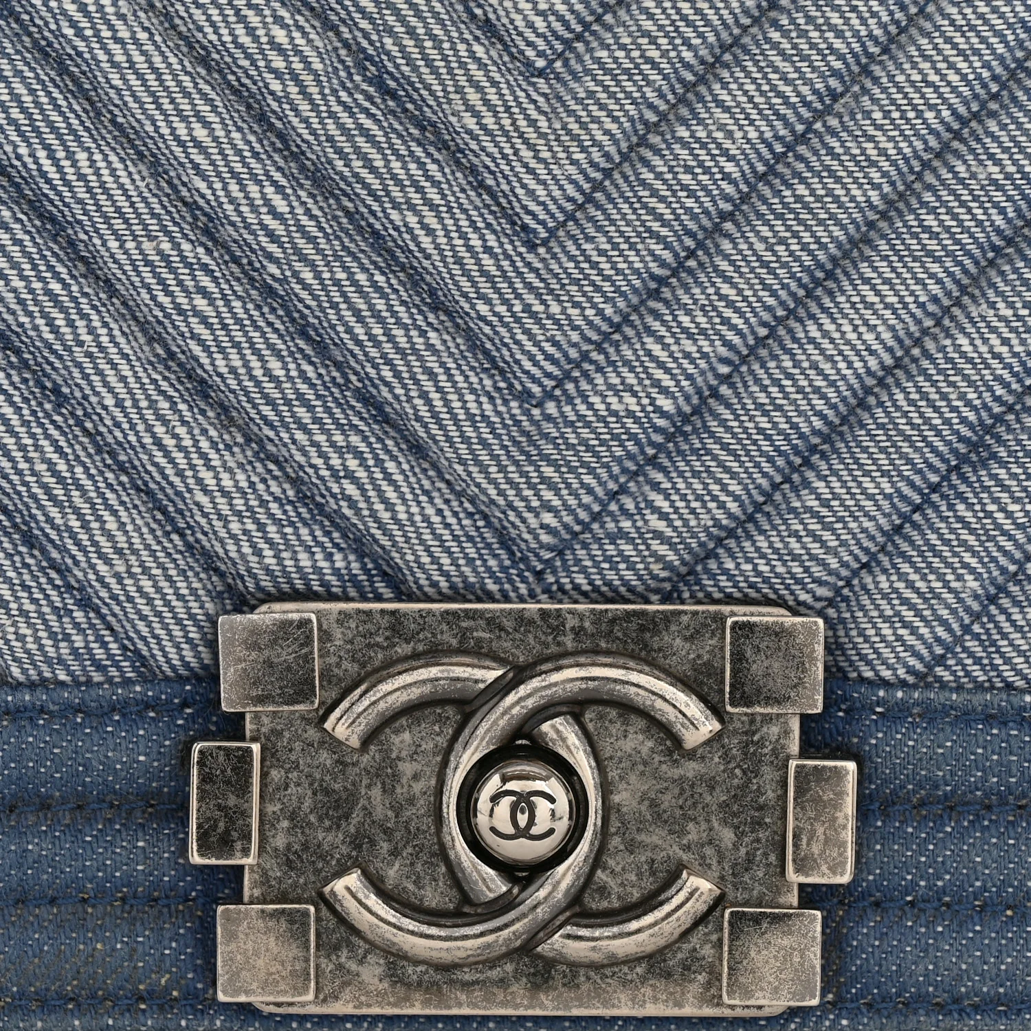 Denim Chevron Quilted Medium Boy Flap Blue - Image 13