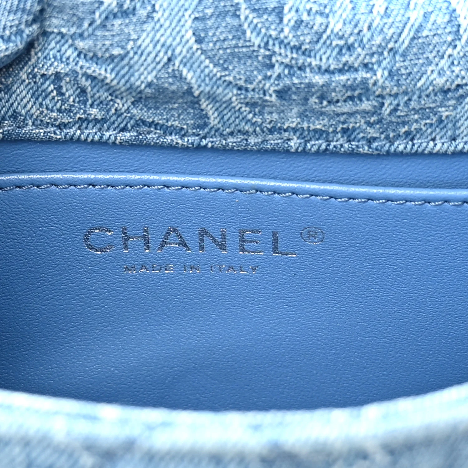 Denim Quilted Camellia Sweetheart Mini Rectangular Flap Blue - Image 6