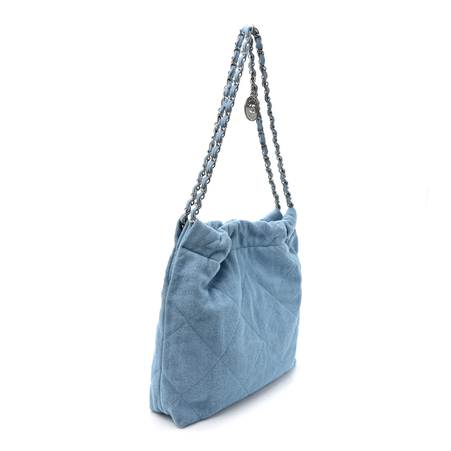 Denim Quilted Chanel 22 Light Blue - Image 4
