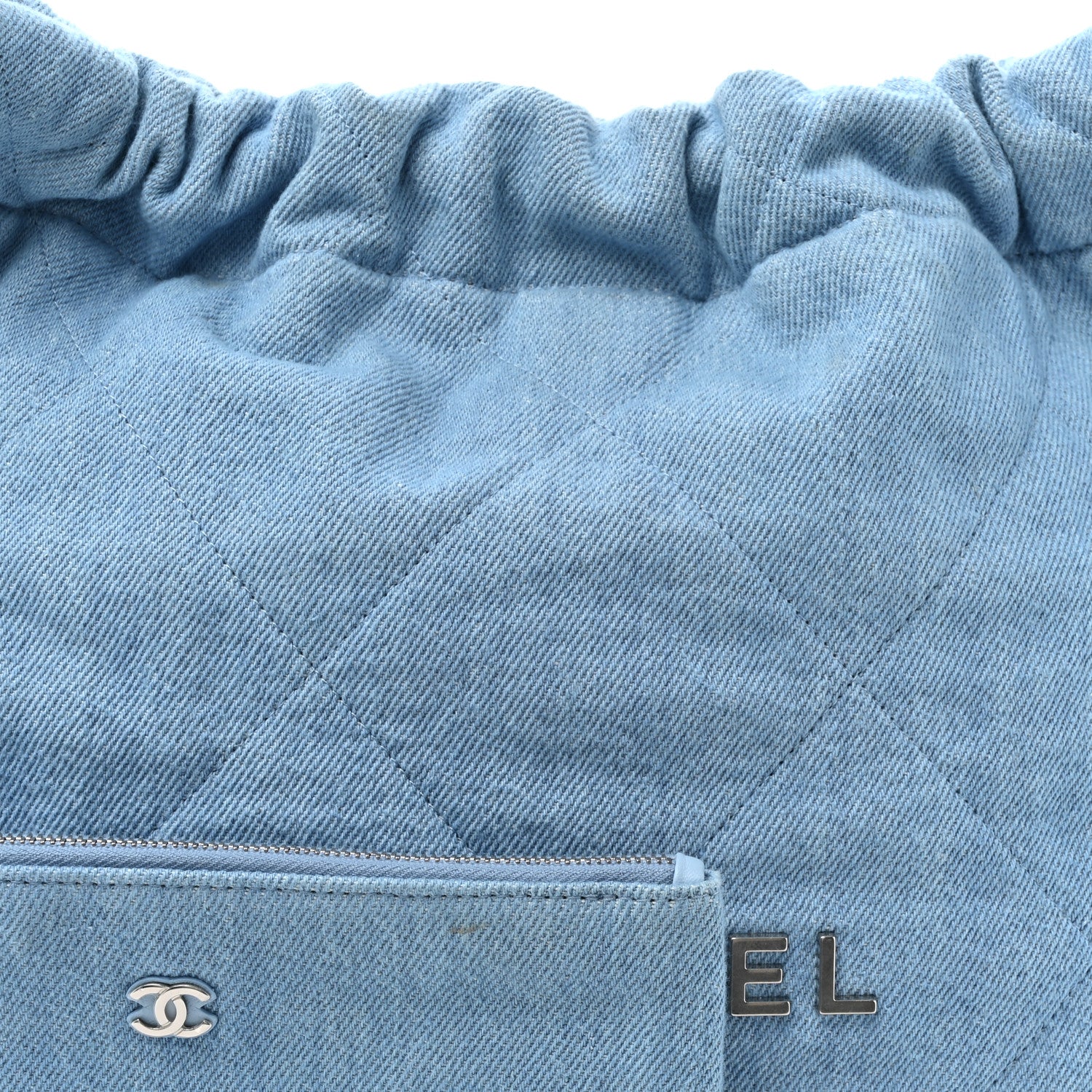 Denim Quilted Chanel 22 Light Blue - Image 9