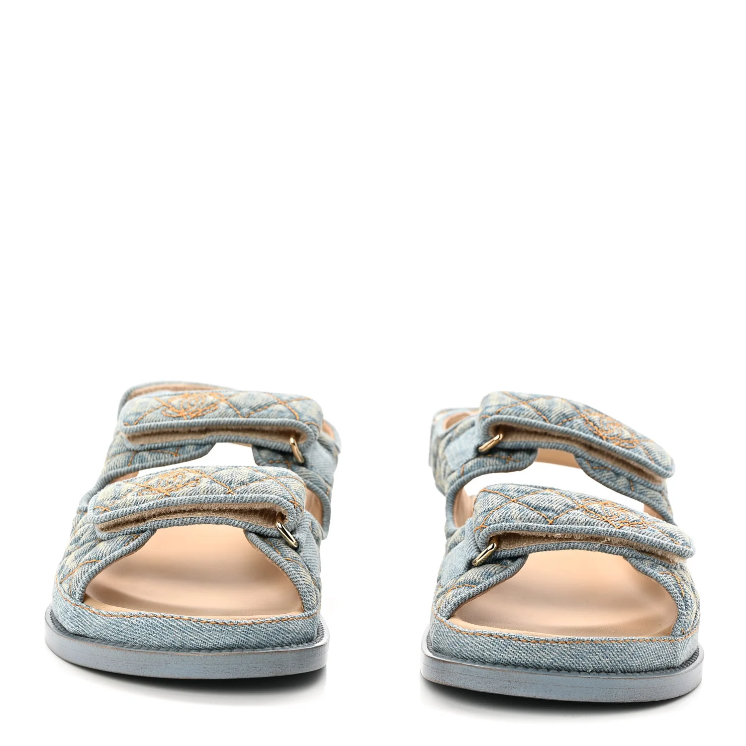 Denim Quilted Dad Sandals 36 Blue - Image 3