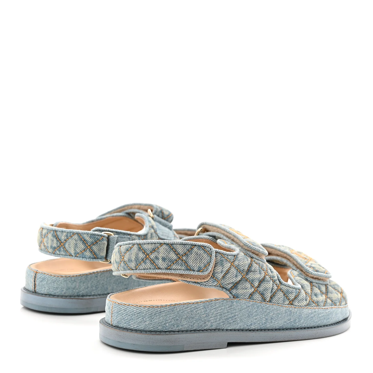 Denim Quilted Dad Sandals 36 Blue - Image 5