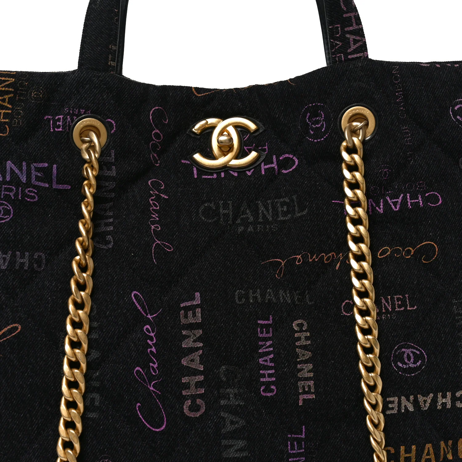 Denim Quilted Denim Mood Maxi Shopping Bag Black Multicolor - Image 14