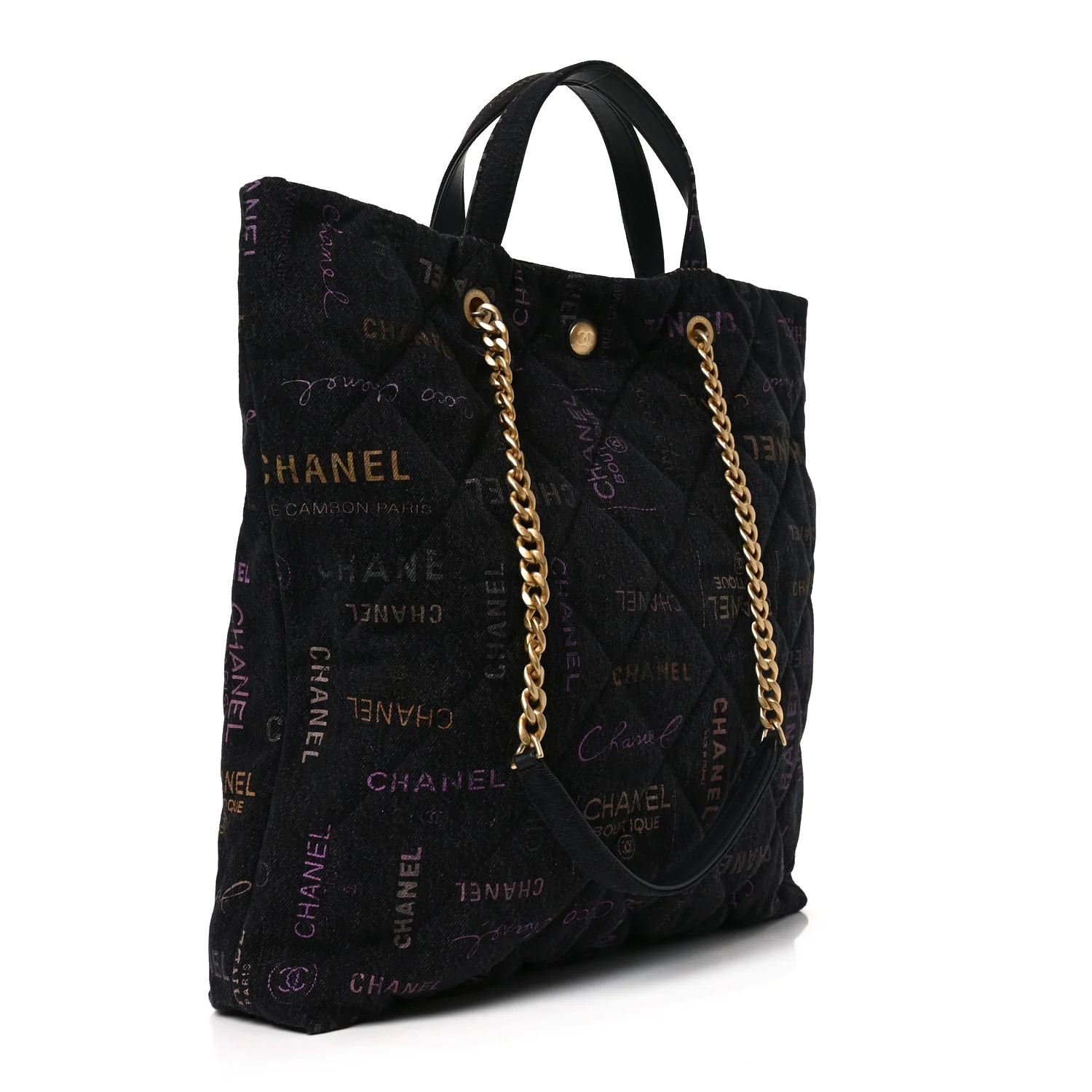 Denim Quilted Denim Mood Maxi Shopping Bag Black Multicolor - Image 5