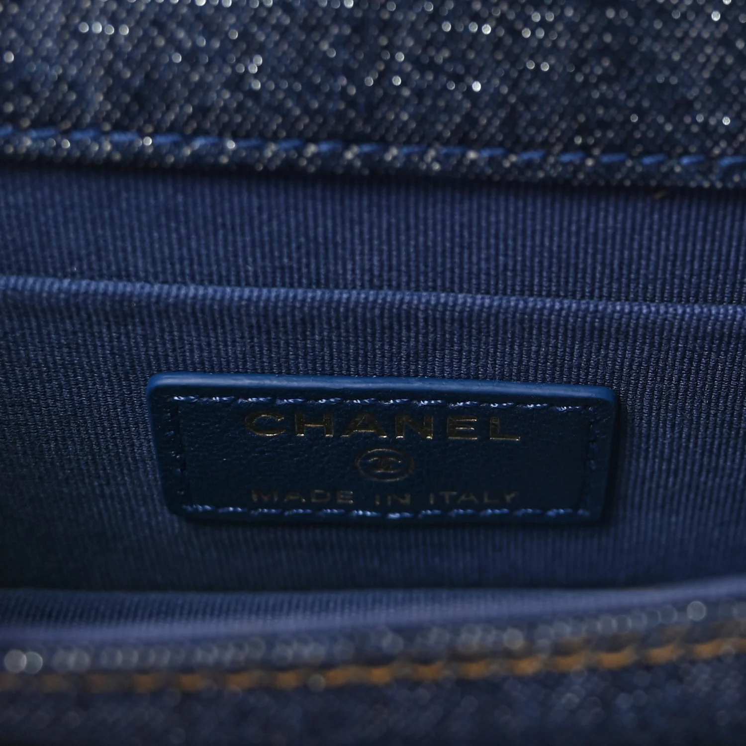 Denim Quilted Double You Card Holder On Chain Blue - Image 6