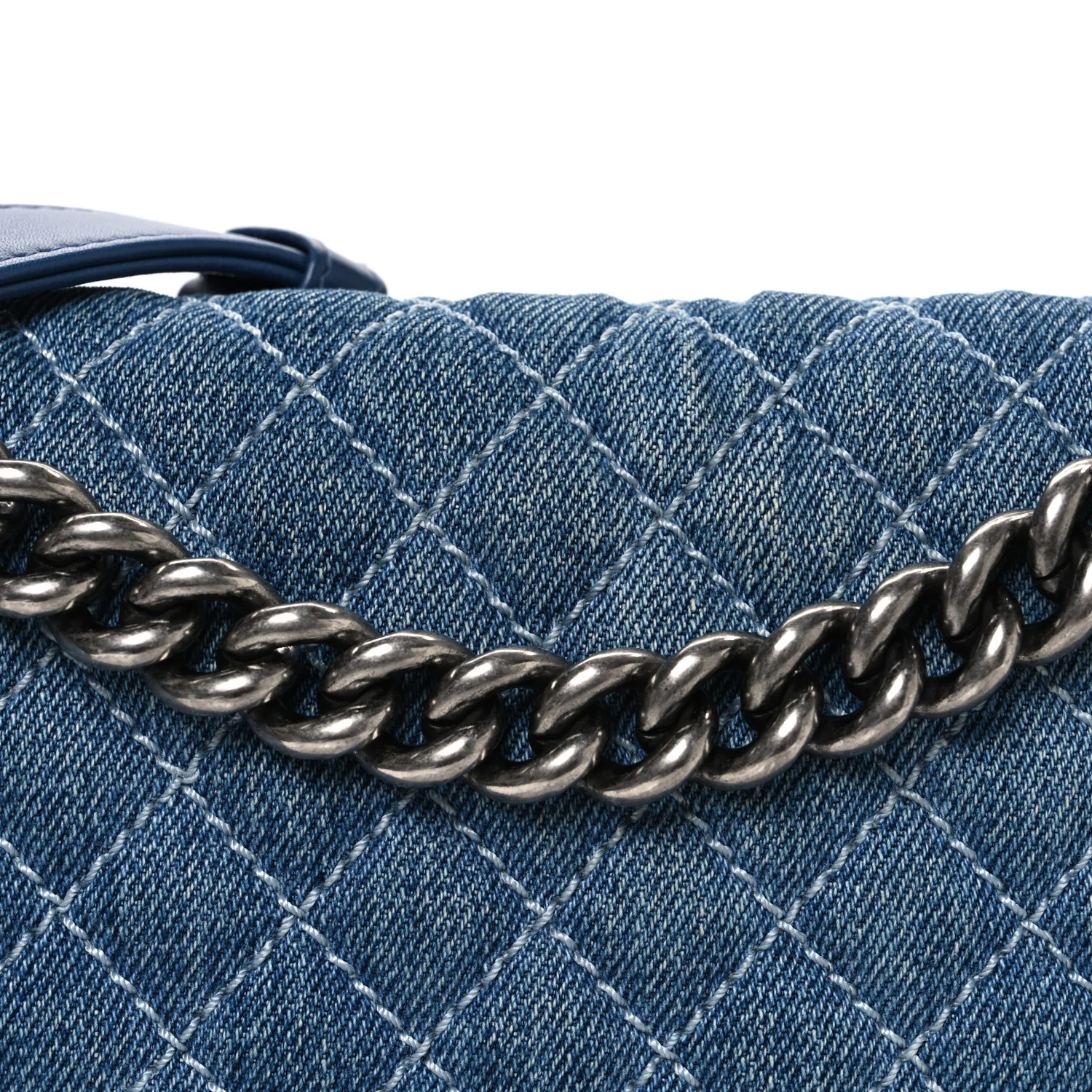 Denim Quilted Large Boy Flap Blue - Image 7