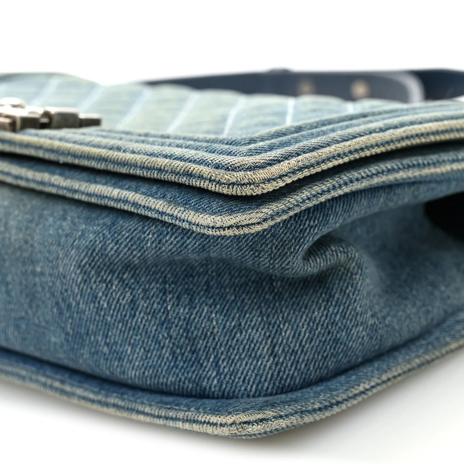 Denim Quilted Medium Boy Flap Blue - Image 10