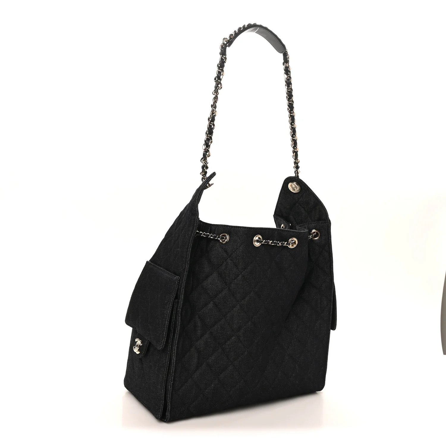 Denim Quilted Medium Chanel 25 Handbag Dark Blue - Image 4