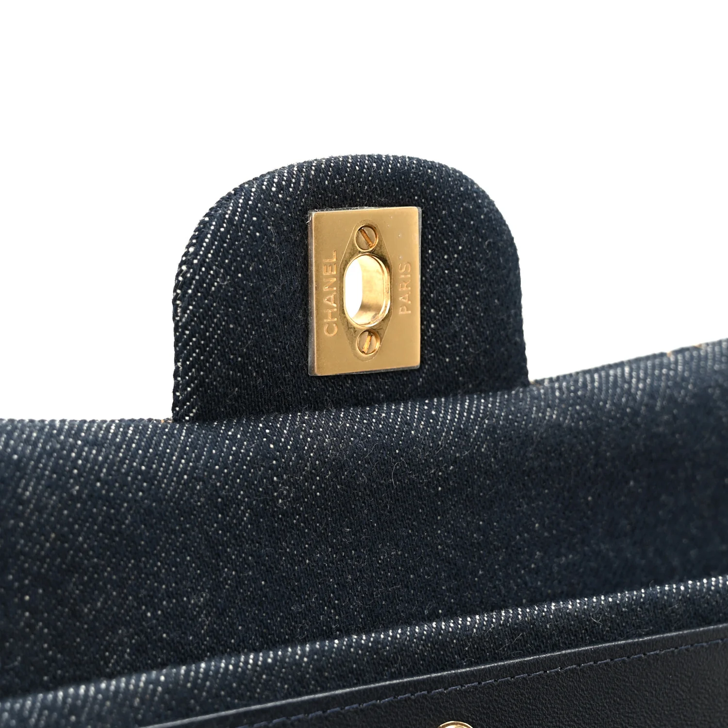 Denim Quilted Medium Double Flap Dark Blue - Image 7