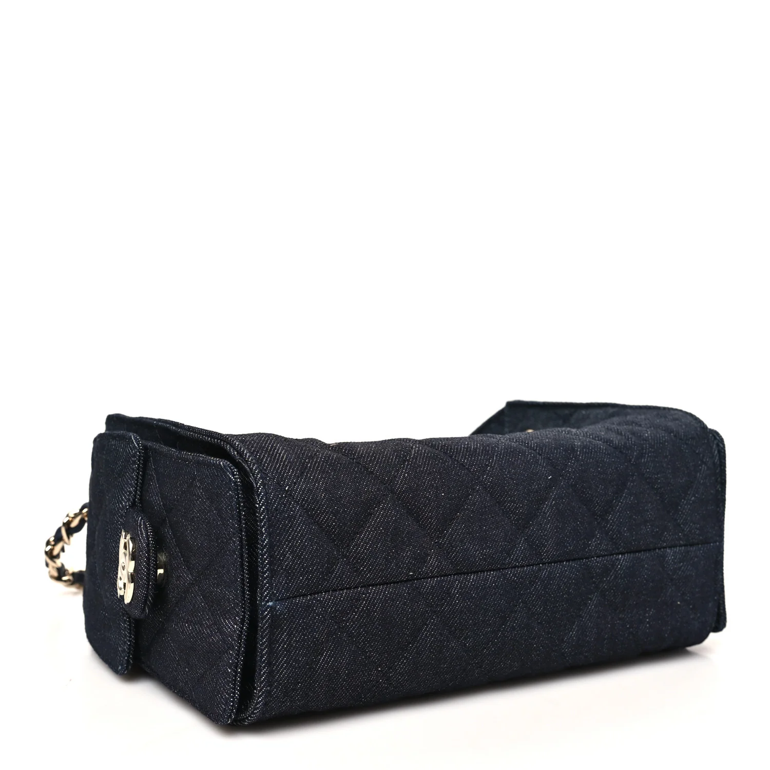 Denim Quilted Mini Chanel 25 Handbag Dark Blue - Image 4