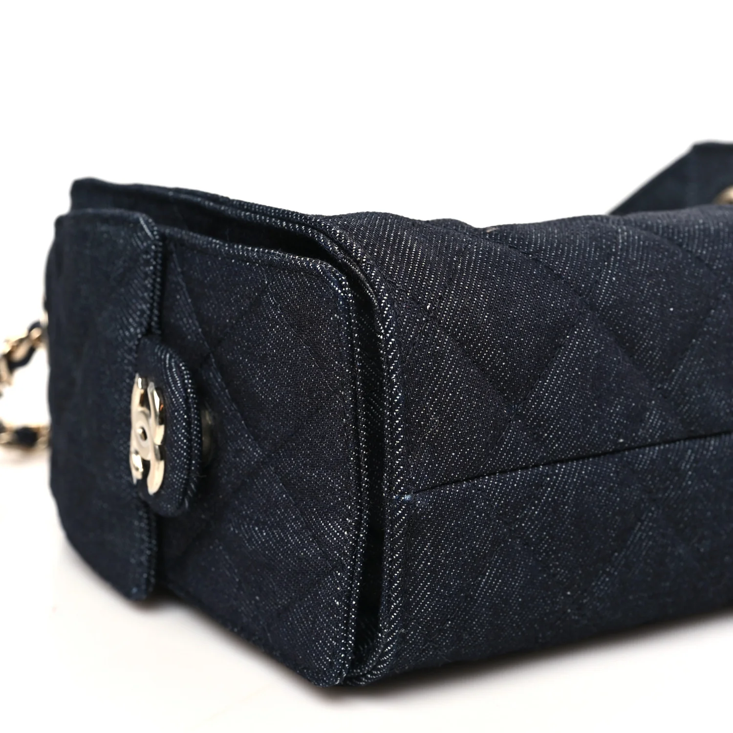 Denim Quilted Mini Chanel 25 Handbag Dark Blue - Image 9