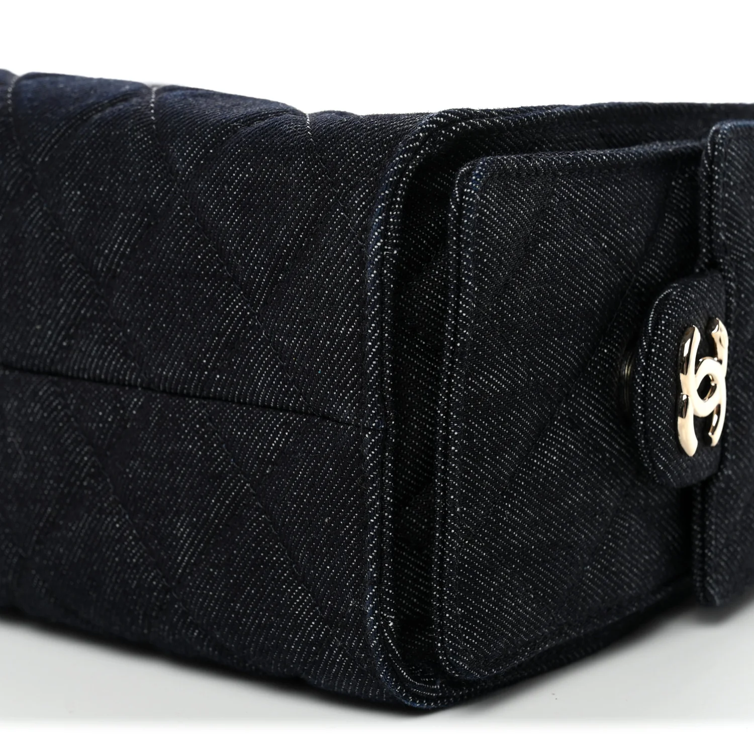 Denim Quilted Mini Chanel 25 Handbag Dark Blue - Image 11