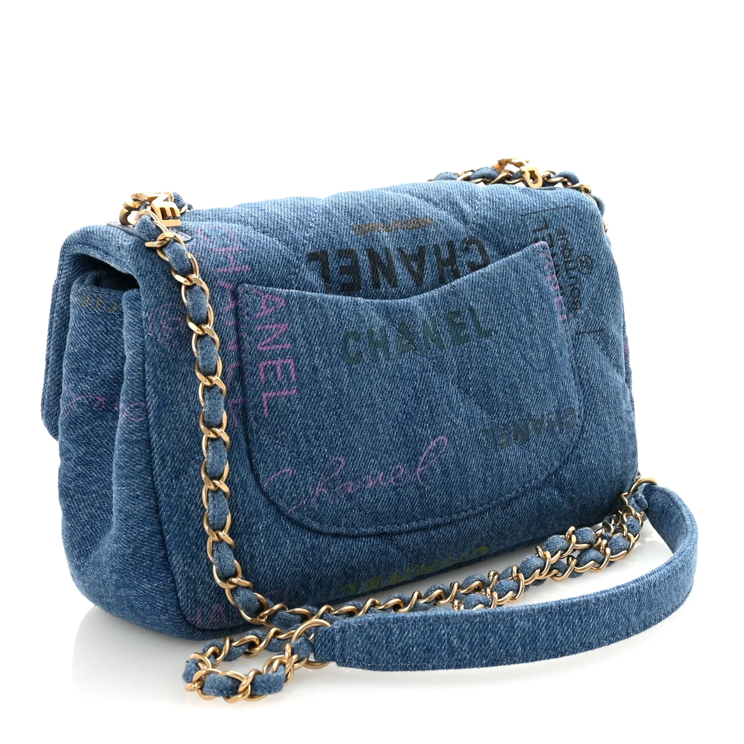 Denim Quilted Mini Denim Mood Rectangular Flap Blue Multicolor - Image 3